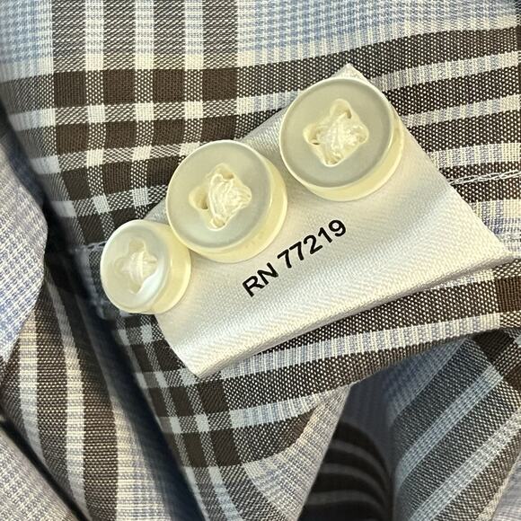 Egara Blue PLAID Button Down Long Sleeve Shirt Men’s Size XL Non Iron Slim Fit - Picture 7 of 7